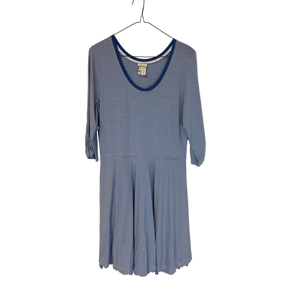 Matilda Jane Knit Blue White Striped Midi Dress Womens Size XL